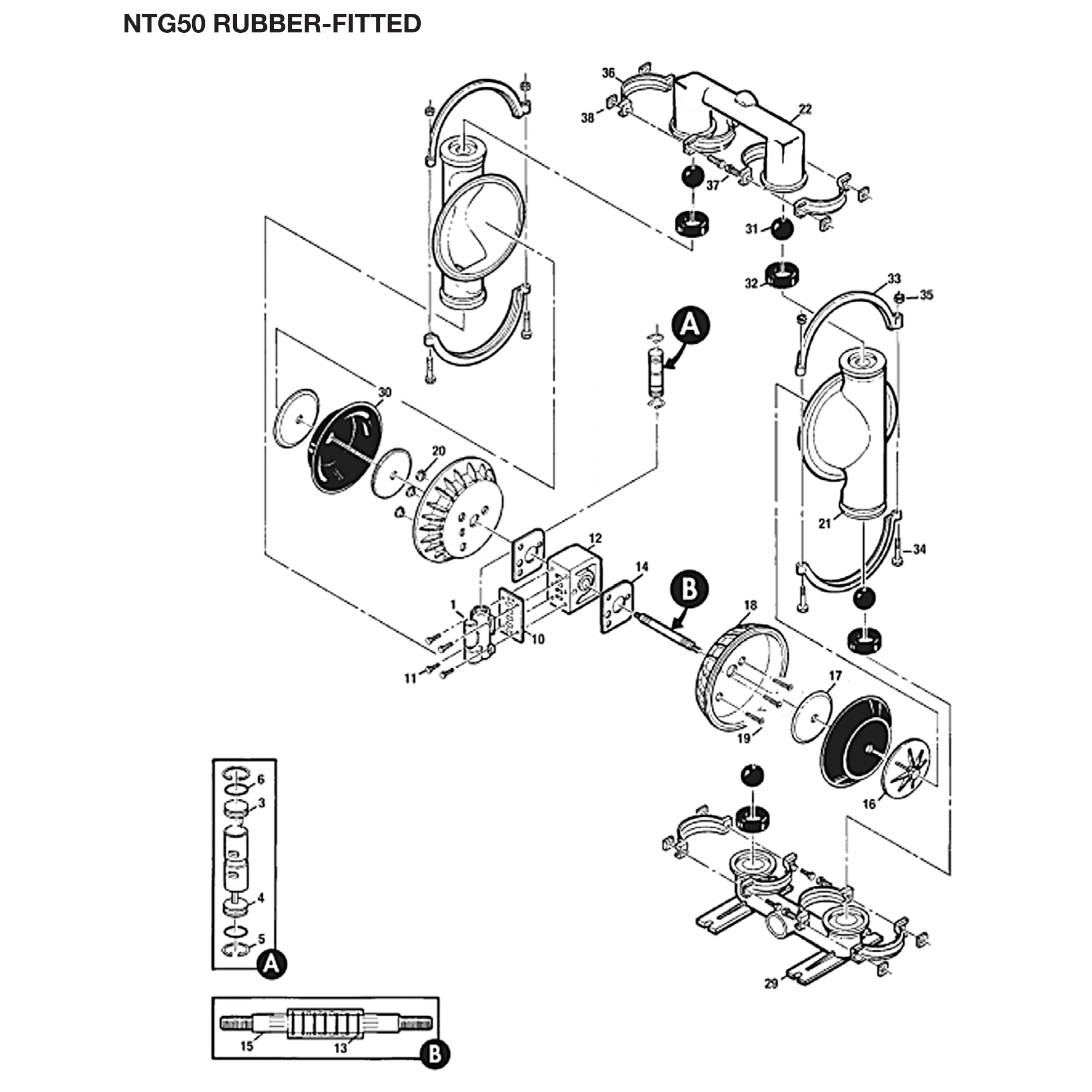 Ductile Iron N/Nitrile Diaphragms Buna Nomad 50-212674-50 2 NPT PWR-FLO AODD Pump 